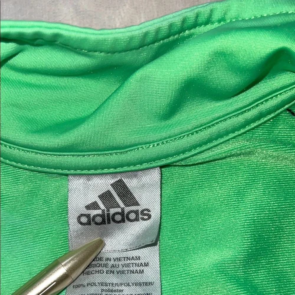Adidas Boys Size 7 Colorblock Track Jacket Neon Green Gray Black Full Zip